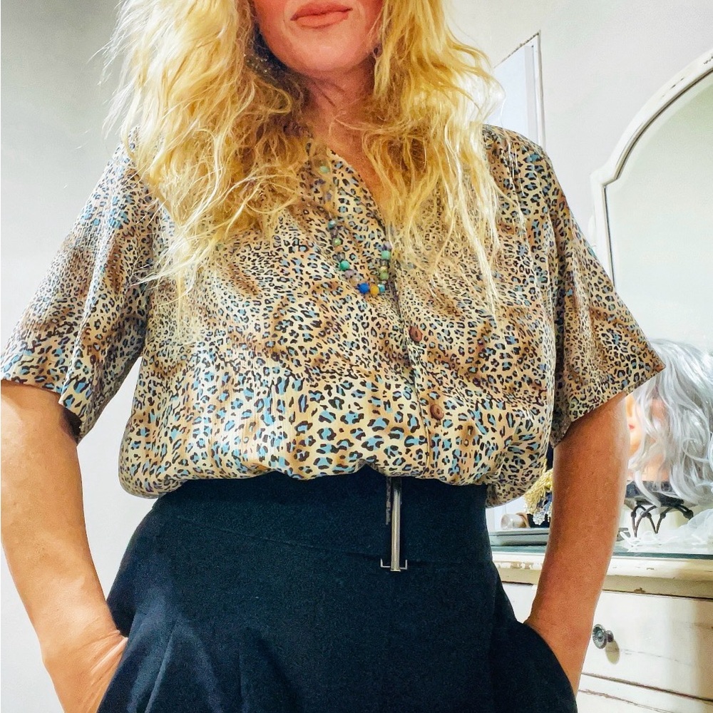 Donnkenny Classic Leopard Print Blouse (Vintage)